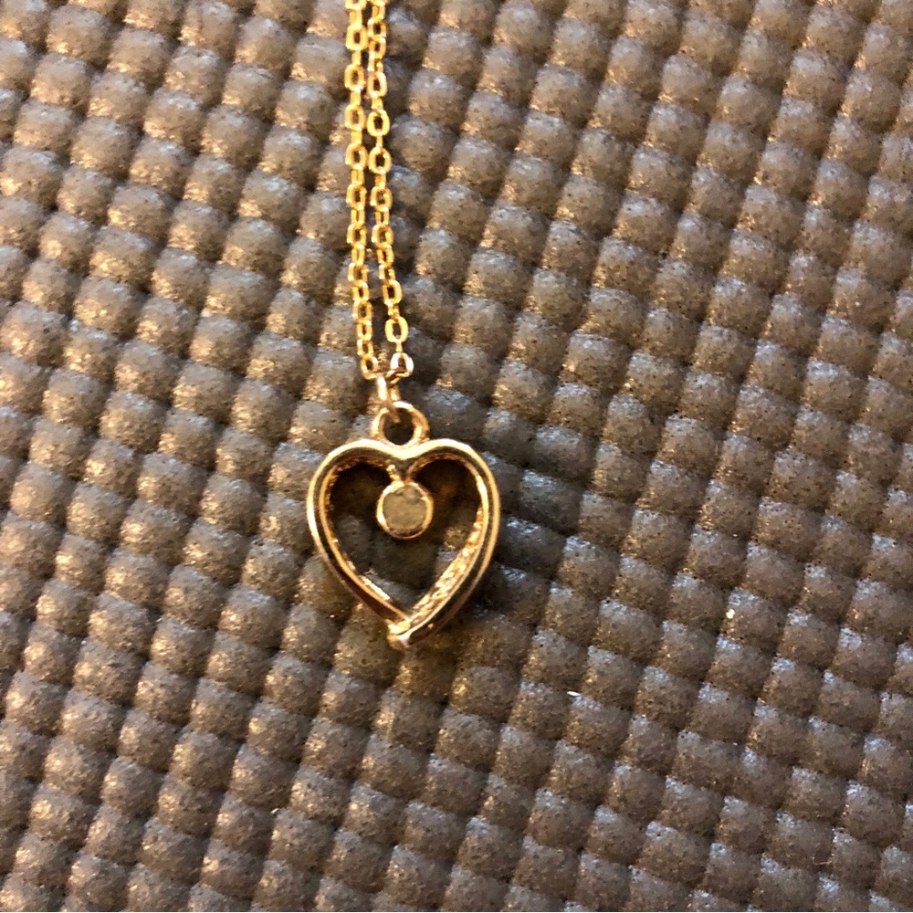 Vintage ‘90s Gold Tone July Birthstone Heart Pendant Necklace and Bracelet Set - Picture 5 of 8